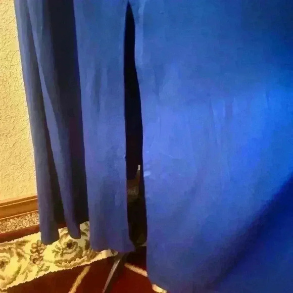 NWT Mieazom‎ Women’s Scalloped Trim Royal Blue Sleeveless Side Slit Maxi Dress L - Picture 11 of 13